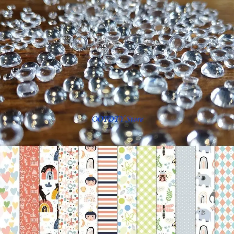 367A 350pcs/pack Imitating Dewdrop Patch Flat-bottomed Convex Patch Round Resin Patch