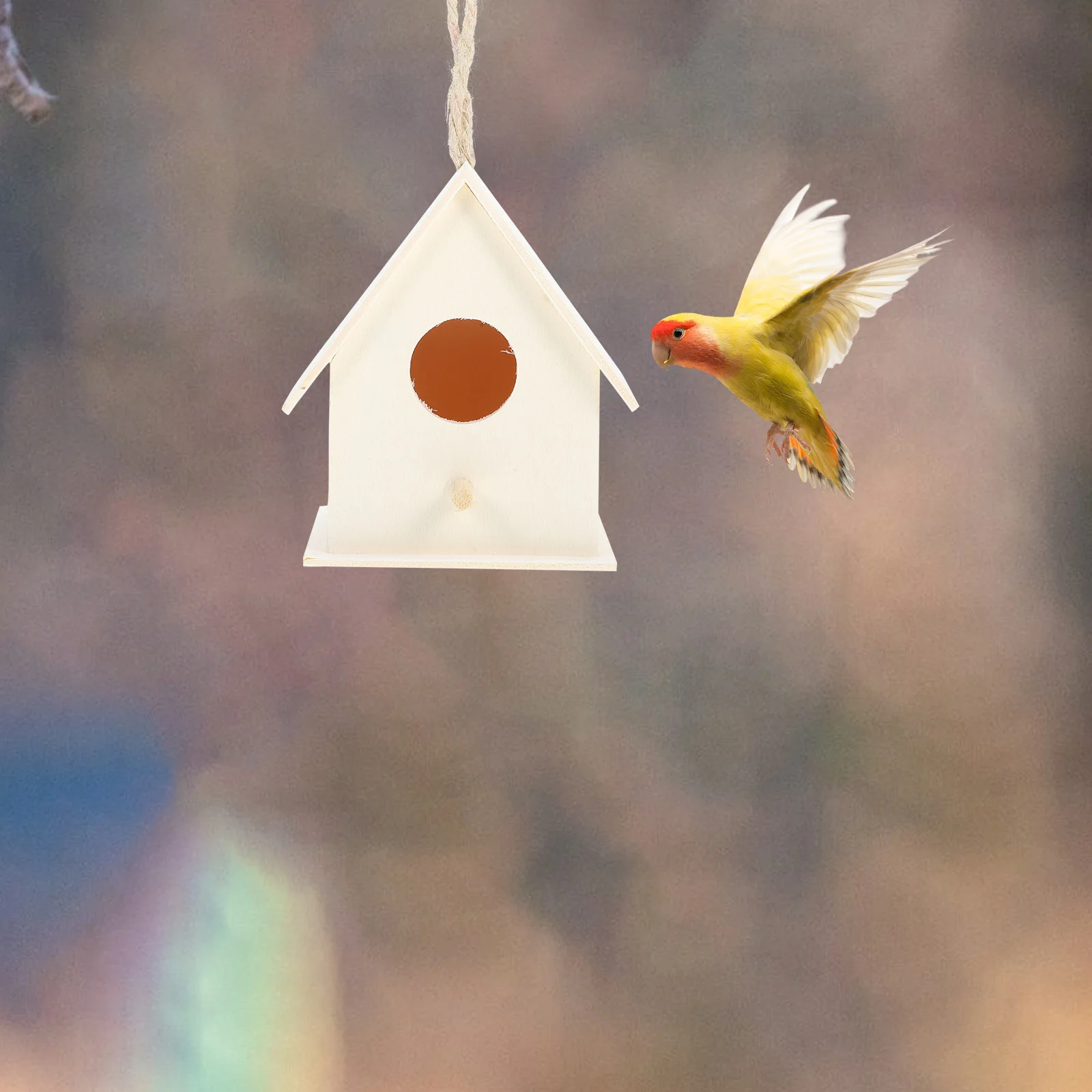 

3Pcs Natural Wood Bird Nest Entrance Hanging Rope Birdhouse DIY Craft for Small Birds Outdoor Indoor Use