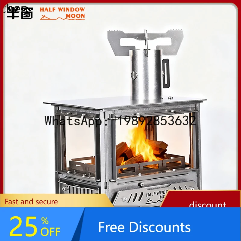 AA  Four-Sided Firewood Stove Multi-Functional BBQ Stove Camping Picnic Heating Stove