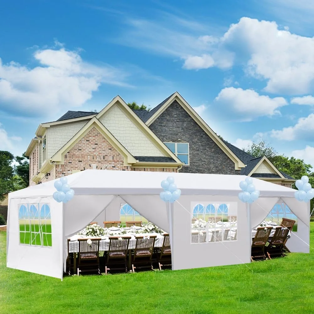 

10'x30' Party Tent, Tents for Parties, Outdoor Wedding Patio Canopy Tent with 8 Removable Sidewalls, Gazebo for Cater Events Wed