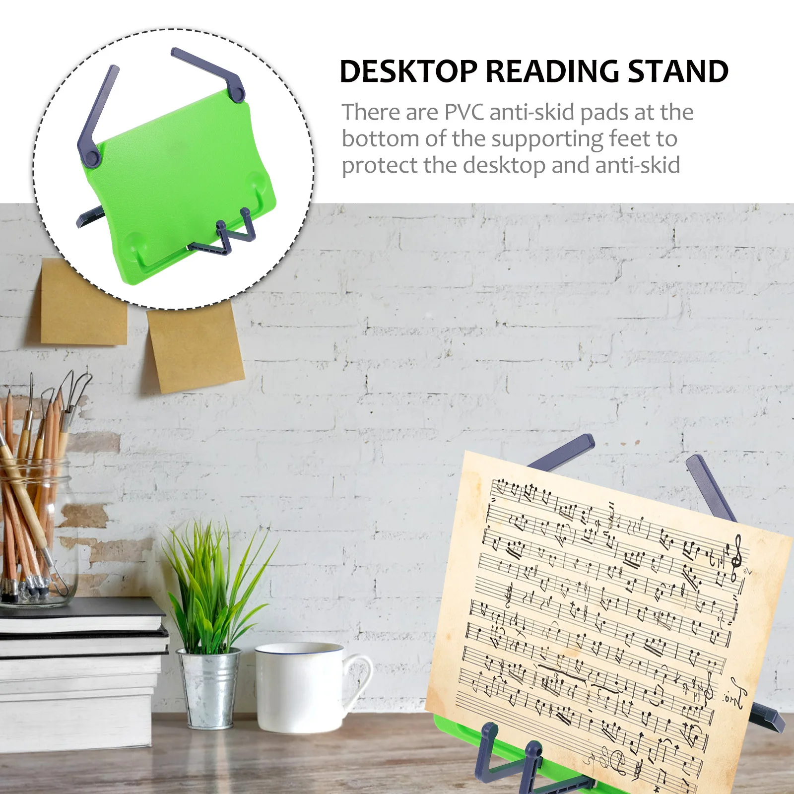 

2Pcs Folding Music Stands Portable ABS Durable Adjustable Desktop Reading Rack Simple Music Score Book Holder Practical