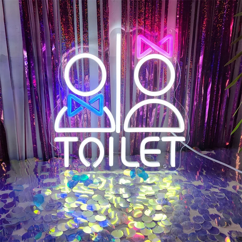 

Toilet LED Light Sign Washroom Neon Light Signs Room Washroom Wall Decoration Home Party Bar Store Toilet Neon Signs USB-powered