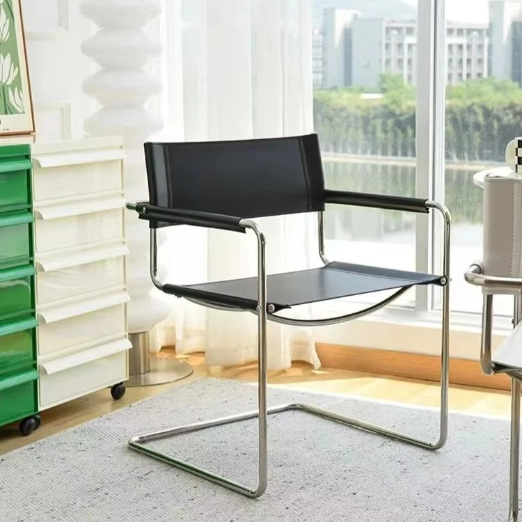 bauhaus-office-armrest-back-chair-stainless-steel-saddle-leather-dining-chair-comfortable-leisure-chairs-photo-props-furniture