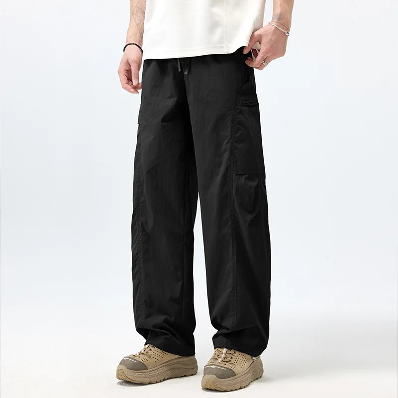 Tooling Wind Ice Feeling Breathable Scimitar Casual Pants Men's 2026 Spring and Summer New Fashion Simple Loose Straight Pants