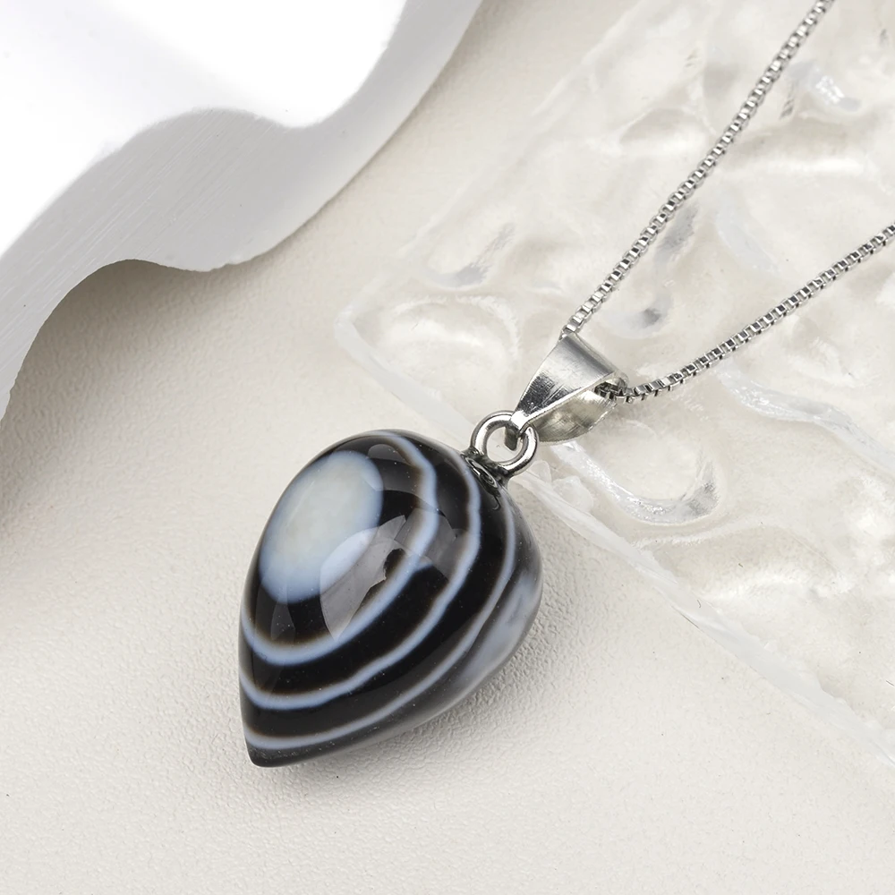 1pc simple drop shaped natural stone pendant inverted cone smooth texture pendant necklace accessories for men and women