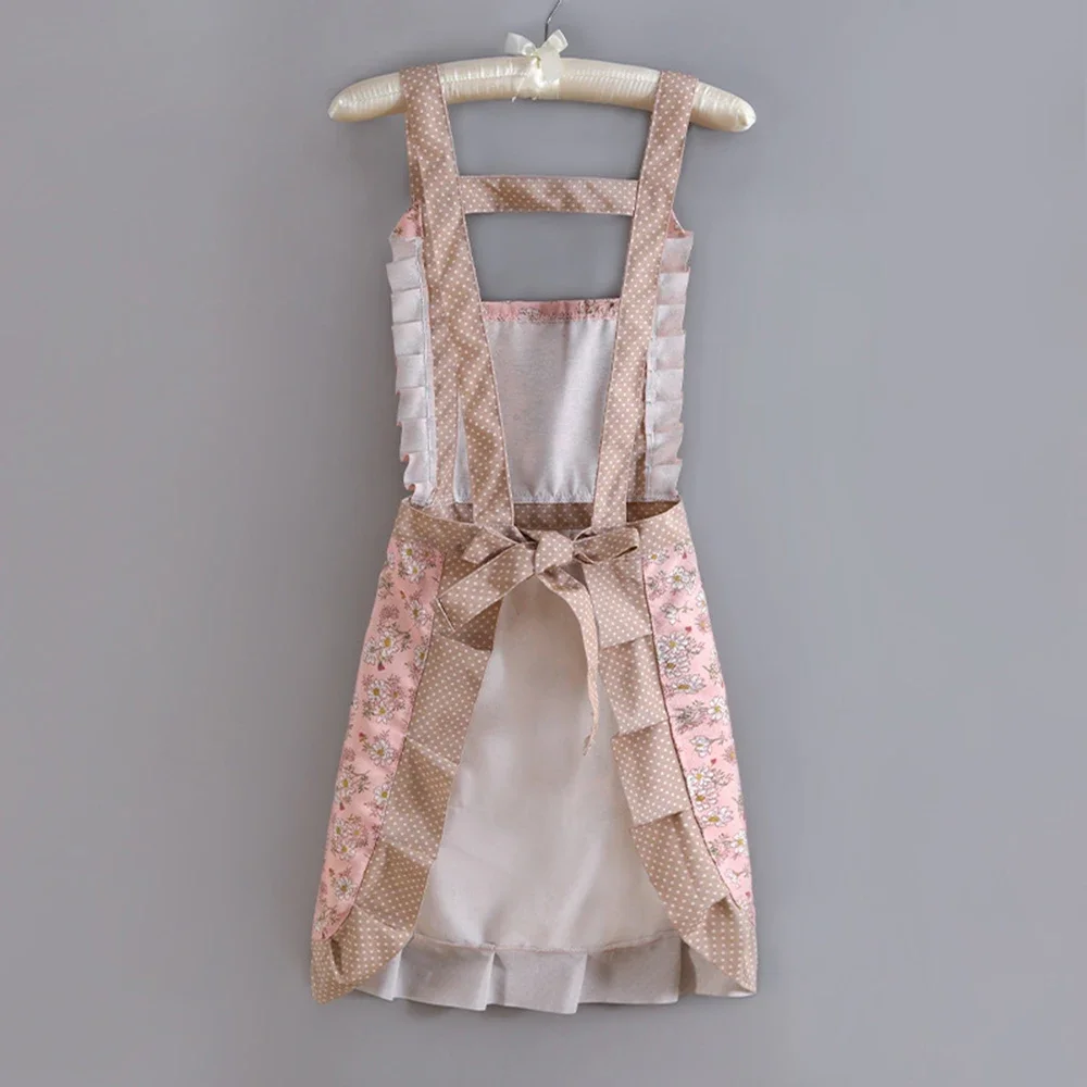 1Pc Women's Floral Home Apron With Pocket, Adjustable Apron For Kitchen, Cooking, Baking, Grilling, Chef's Apron