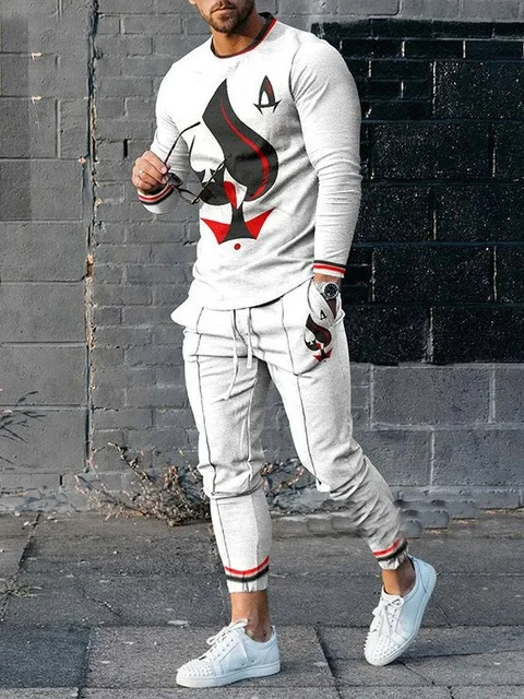 

Multicolor Long Sve Casual Men's Suit Set Autumn Season Teenage Boys Faion T-irt And Long Pants Other Material 00%