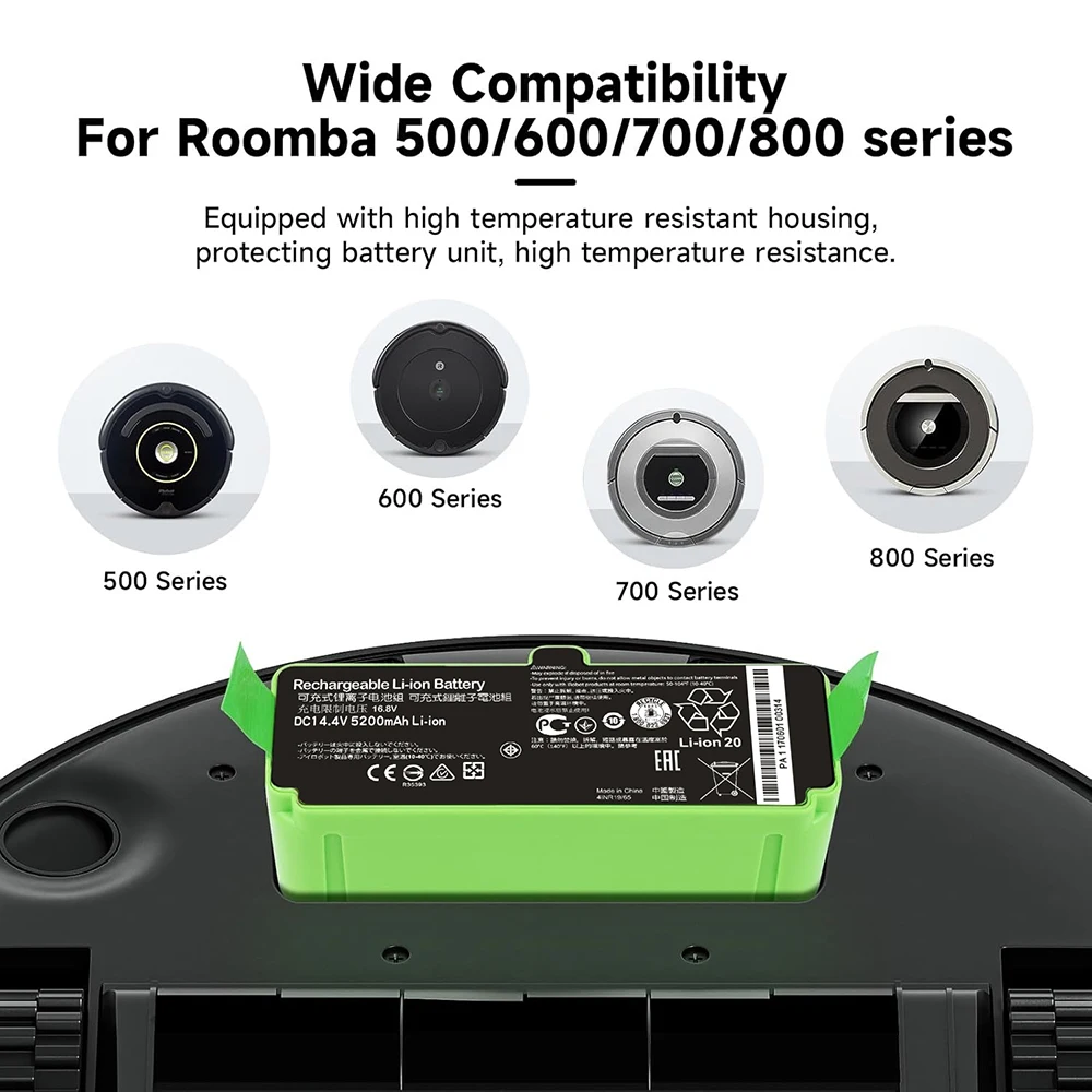 Long Lasting  14.4V Lithium Battery for iRobot Roomba 700 800 Series Sweeping Robot with Intelligent BMS and Overheat Protection