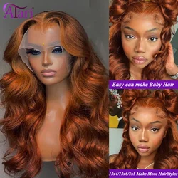 Dark Ginger 13X4 Transparent Lace Frontal Wig For Woman Ginger Brown Body Wave Lace Front Wig Preplucked Brazilian Remy Hair Wig