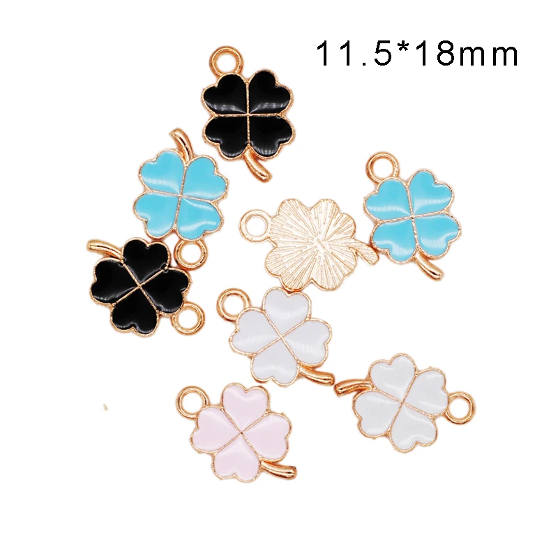 30 PC New Hot Oil Drop Charms Clovers Enamel Charms Alloy Pendant Fit Necklaces Bracelets DIY Jewelry Accessories