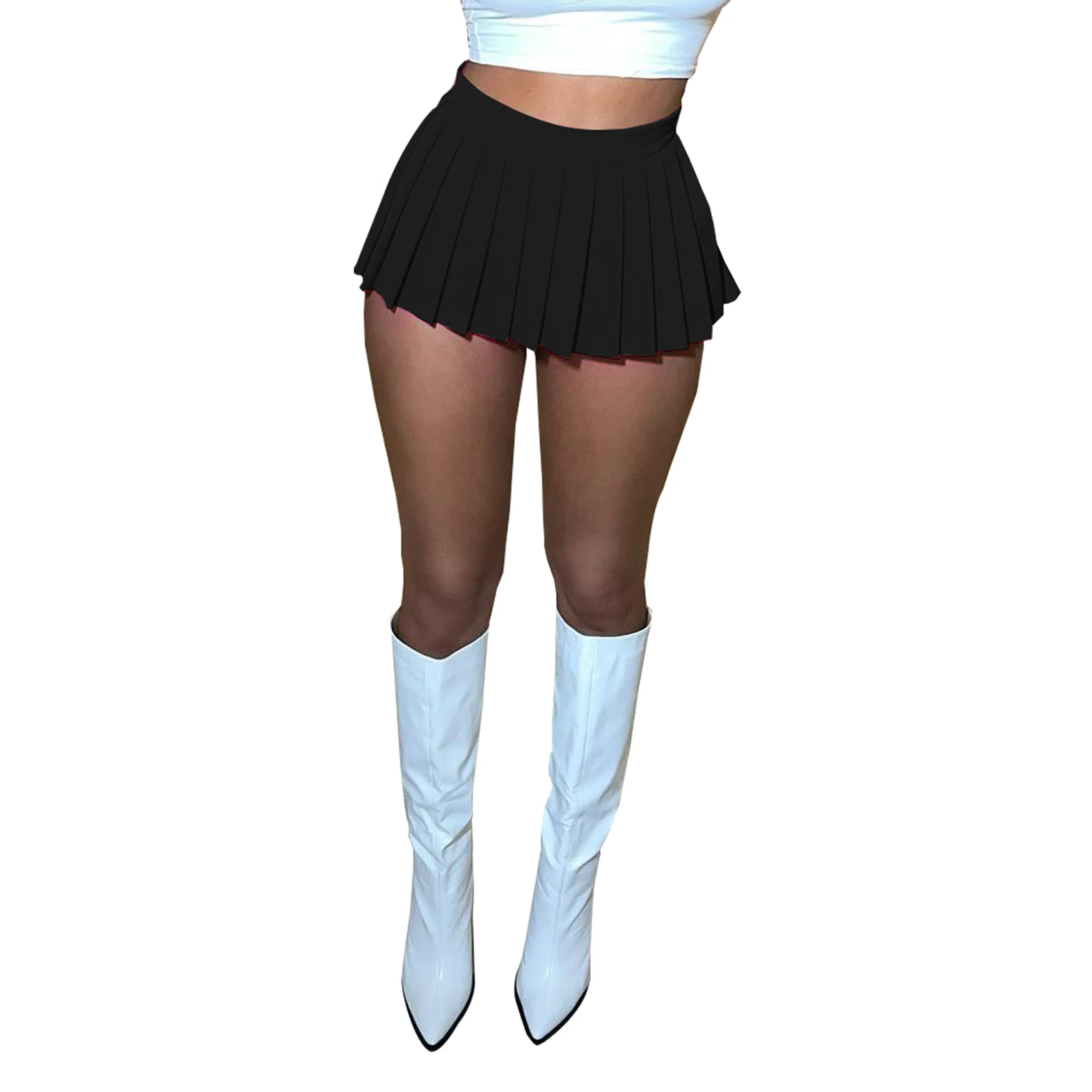 

Новая модная женская плиссированная юбка Y2K, однотонная мини-юбка трапециевидной формы с высокой талией для клубных вечеринок