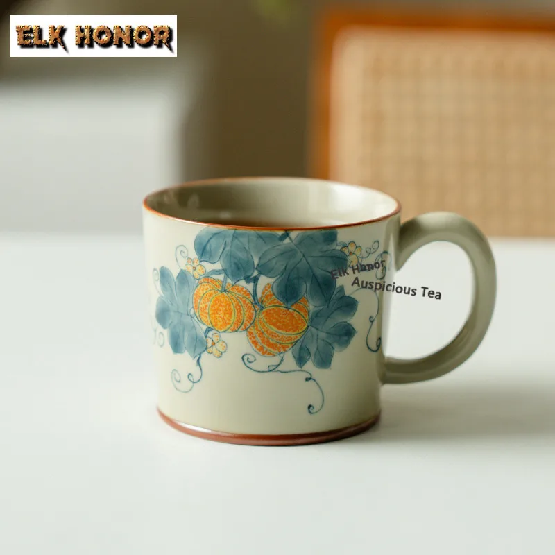 

300 мл чистая ручная роспись тыквы, кофейная кружка, кружка для завтрака, кружка для послеобеденного чая, домашняя офисная чашка для воды, чайные услуги, украшения