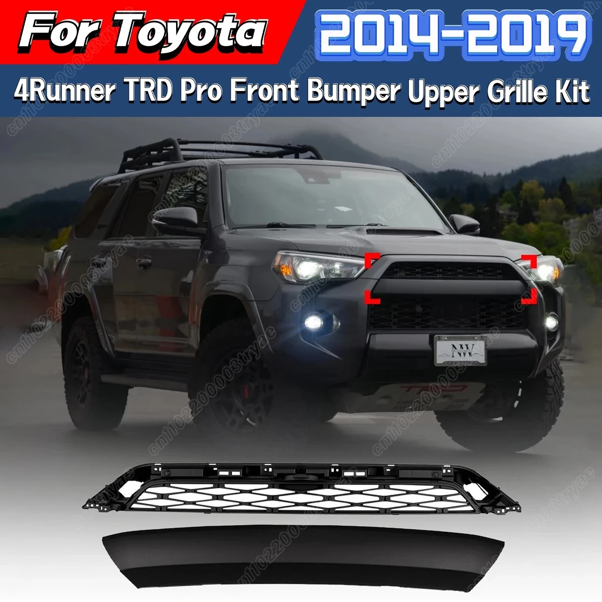 

For Toyota 4Runner TRD PRO 2014 2015 2016 2017 2018 2019 Front Bumper Air Intake Grille on Water Tank Protection Cover Body Kit