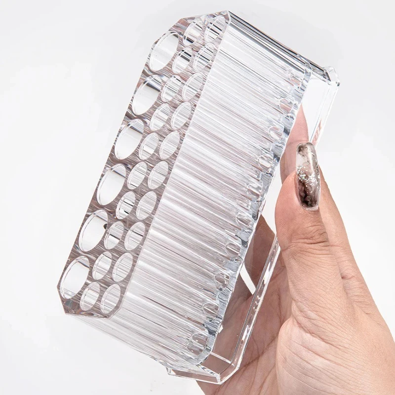 26 Holes Makeup Brush Holder Multifuntional Acrylic Desktop Cosmetics Storage Rack  Lipstick Organizer Transparent Showing Shelf view 2