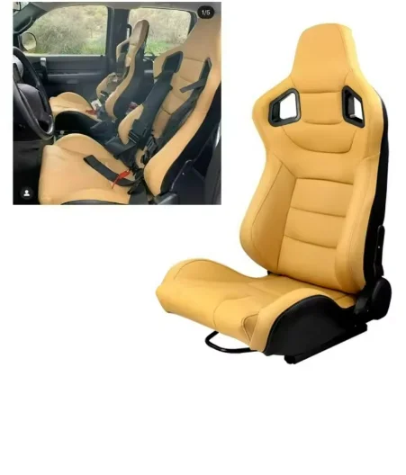 70-180° Adjustable Racing Bucket Seat Universal PVC Leather Sport Car Seat Left Right Universal Racing Seat with Slider