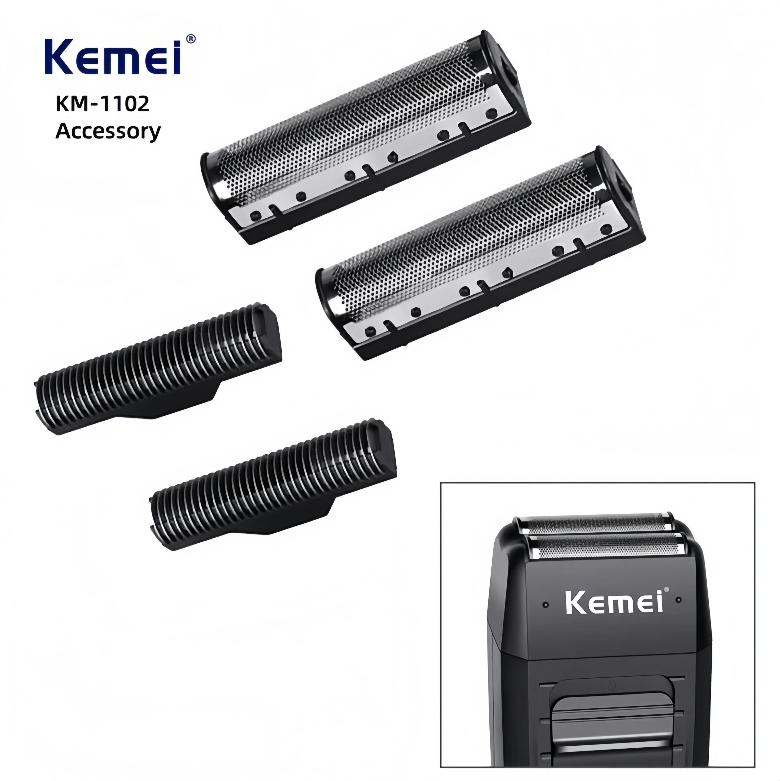 kemei KM-1102 3382 Professional Hair Clipper Replacement Parts, Knife Head and Knife Net Hair Clipper Replacement Blade