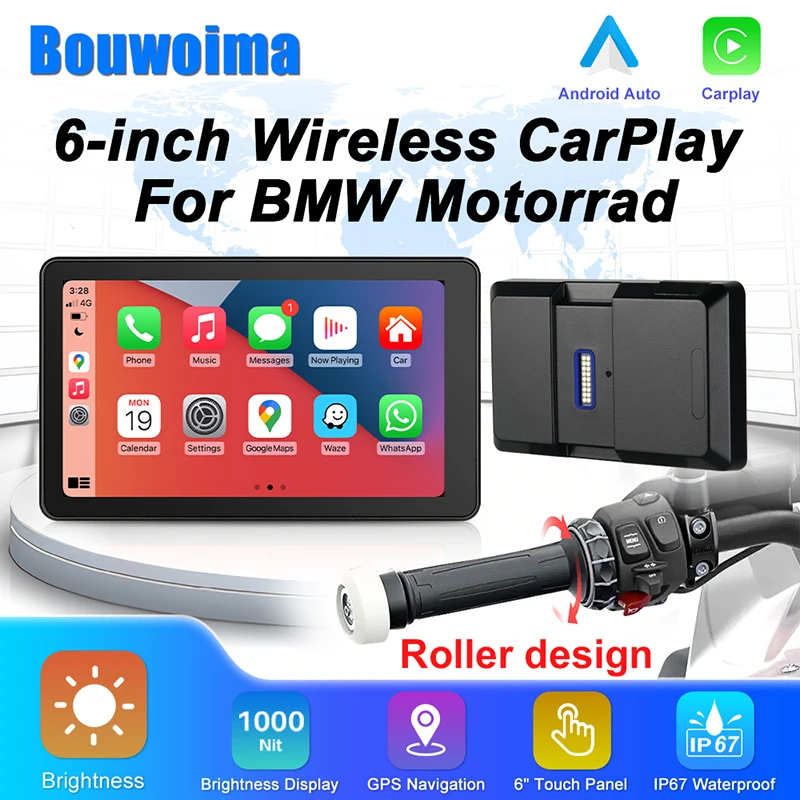 

6-inchfor BMW MotorcyclesWireless CarPlay,Android Auto GPS Navigation ScreenTouchscreen Display,Compatible with BMW 18-pin Dock