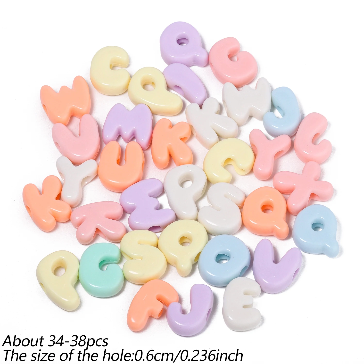 Gemischte, niedliche englische Acryl-Buchstaben-Perlen für die Schmuckherstellung, lose Spacer-Perlen mit großem Loch, DIY-Armband, Halskette, 100 g – Detail 3