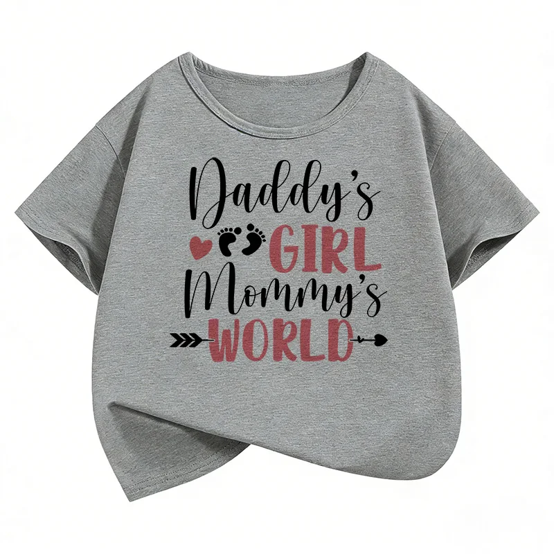 Daddy Love Letter Printed Design T Shirts Fashion Short Sleeve O-neck T-shirt Girls Summer Spring Casual Top Tee