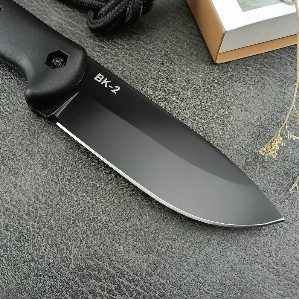 BK2 Outdoor Fixed Blade Knife High Hardness Tactical Hunting Straight Knife 8Cr13Mov Steel Blade Self Defense Camping Tools