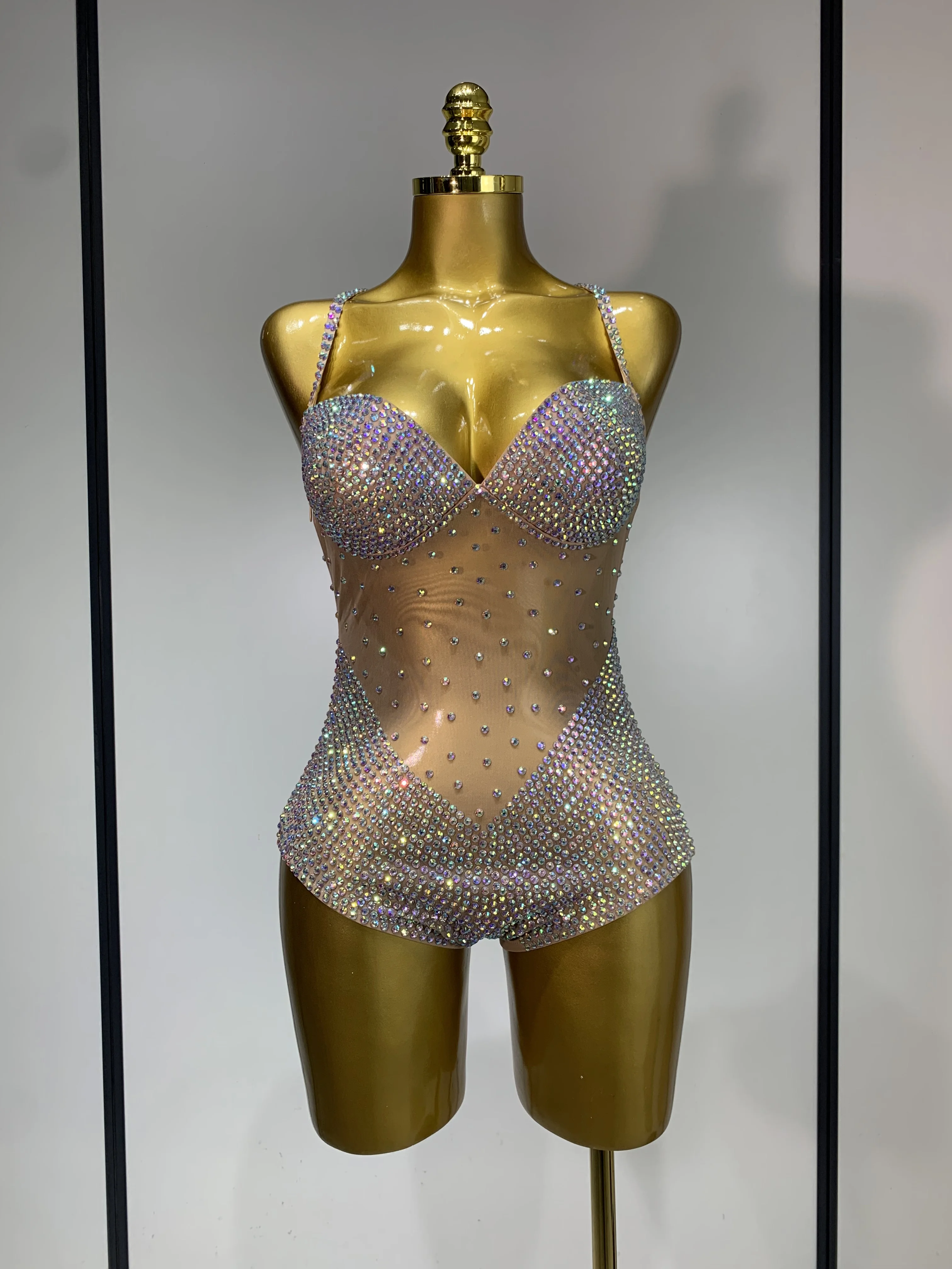 الراين أكمام مثير ارتداءها ملهى ليلي DJ القطب الرقص الماس يوتار لامعة جوجو راقصة مرحلة الأداء زي