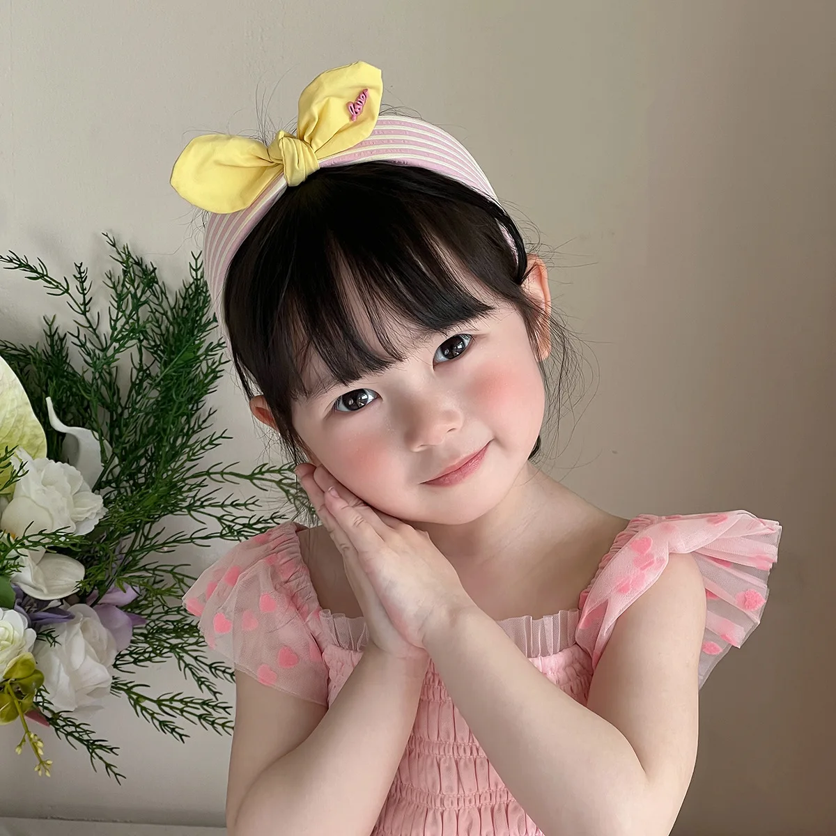 Headband Girls Rabbit Ear Bow Wide Colorful Plaid Striped Sweet Fresh Versatile Fabric Hair Clips Lightweight Daily