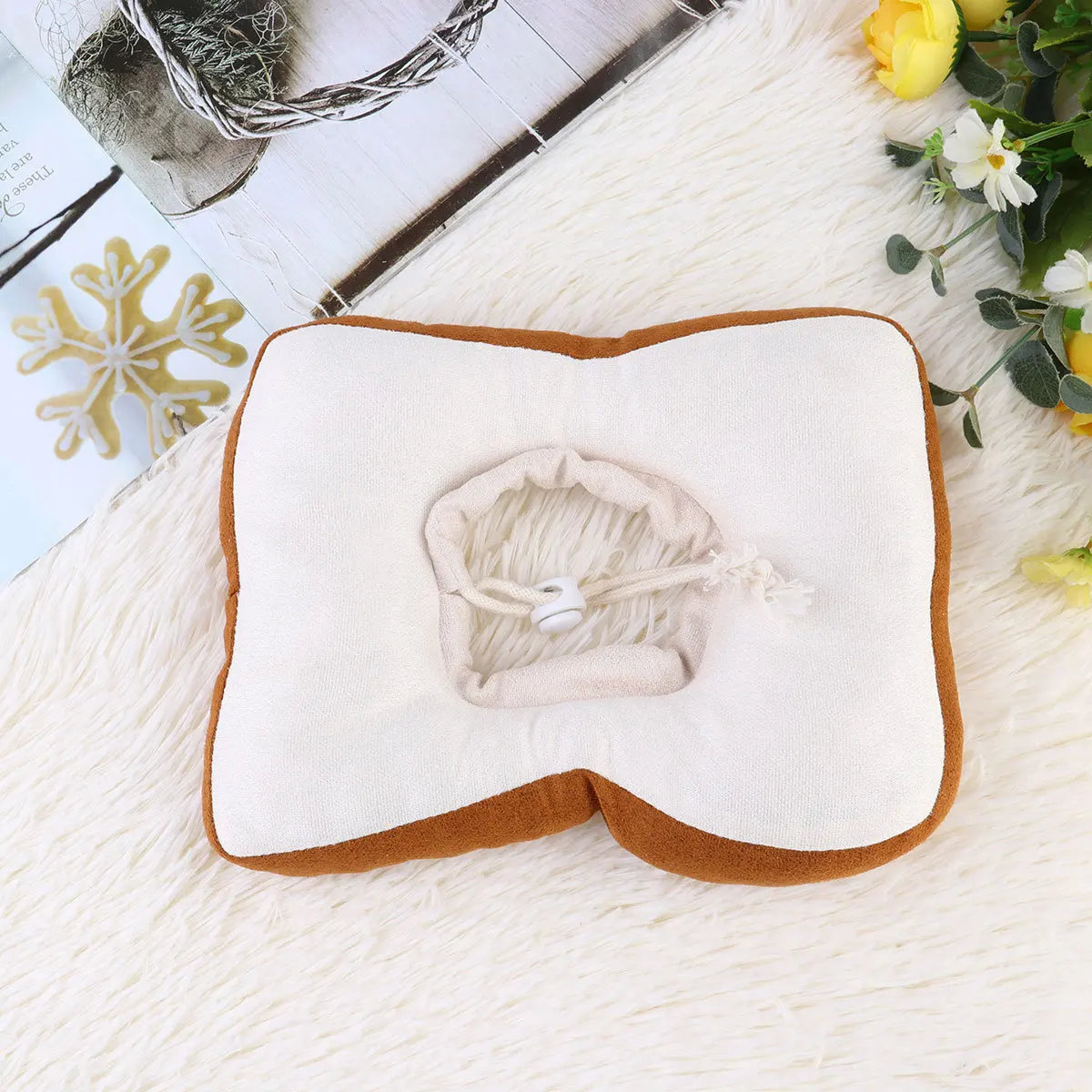 

1Pcs Anti-Lick Collar Toast Shape Adjustable Lightweight Soft Durable Protective Cat Recovery Neck Pet Collar Light Brown