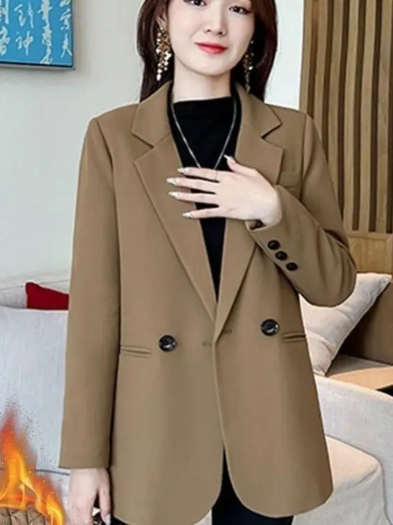 Damski komplet z bawełnianą podszewką, casualowy, jesienno-zimowy, nowy, mały rozmiar, elegancki, wysokiej jakości.