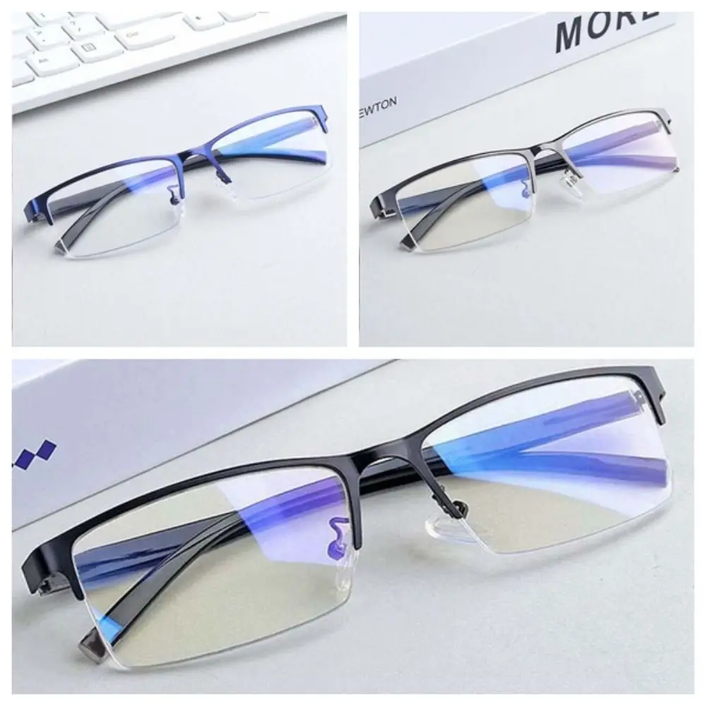 Transparent Anti Blu-ray Glasses Alloy HD Half-frame Business Myopia Glasses Waterproof Plastic Men Reading Eyewear Watch Movie