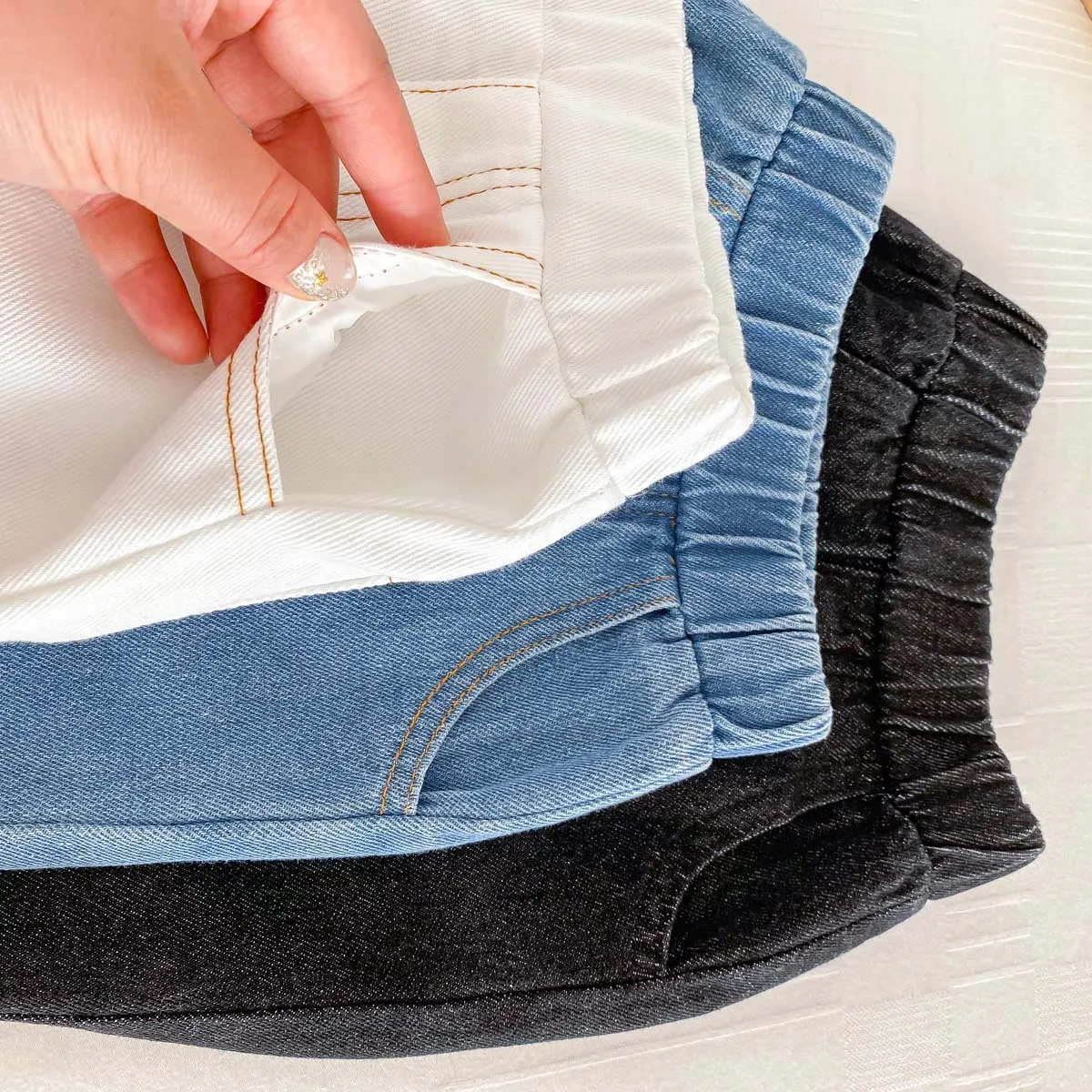 Jeans monochromes pour enfants, pantalons décontractés en denim rétro pour bébé, salopettes pour tout-petits avec poches en coton, mode printemps et