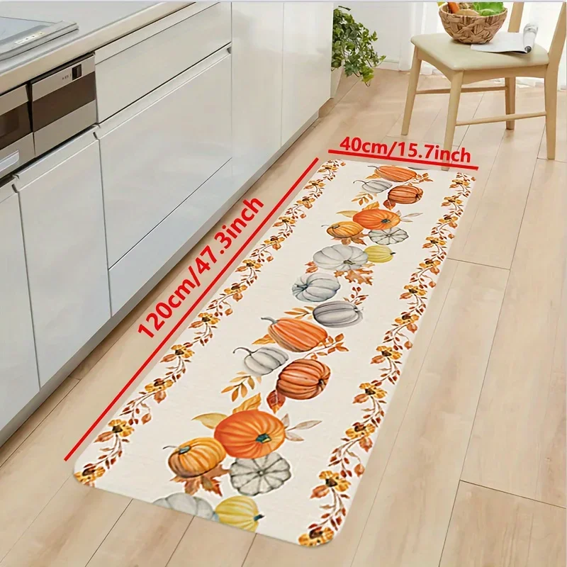 Fall Thanksgiving Pumpkin Kitchen Floormat Living Room Bedroom Non-slip Entrance Mat Garden Yard Carpet Thanksgiving Decorations