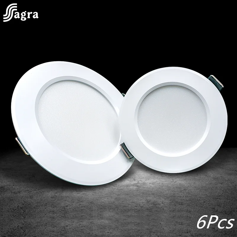 

6pcs LED Downlight 3W 5W 7W 9W 12W 15W AC 220V 230V 240V Recessed Ceiling Lamp Round LED Panel Down Lights Spotlight Lighting