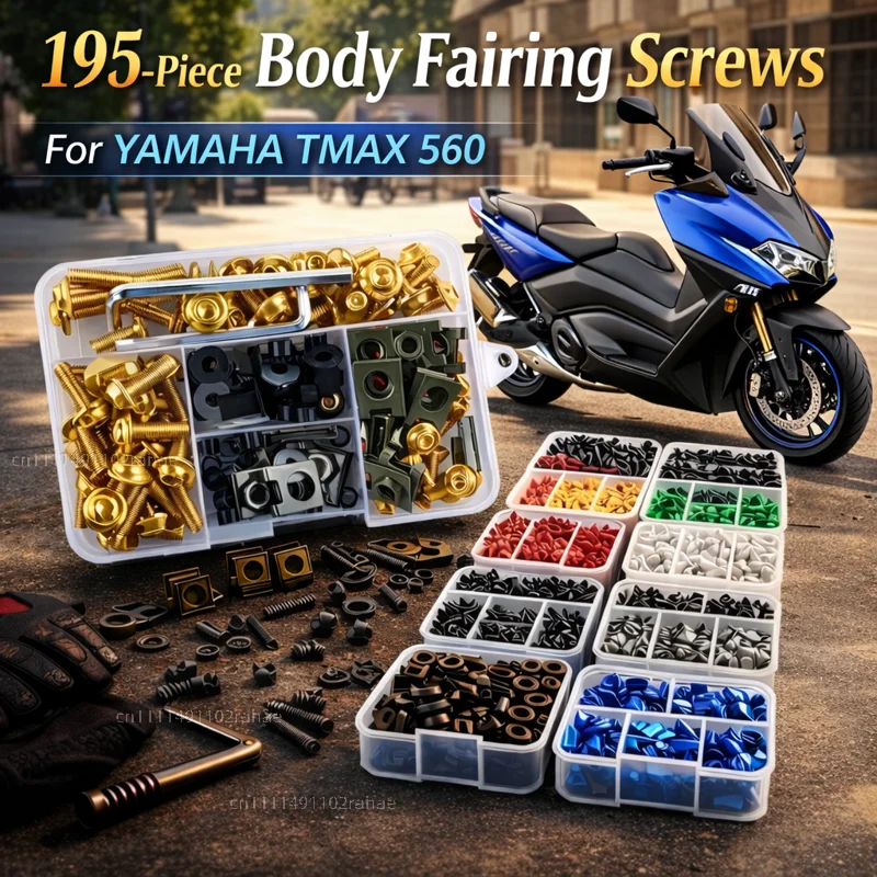 195 piezas de tornillos y tuercas para carenado de motocicleta para YAMAHA TMAX 560 530 TECH MAX T-MAX Tmax530 dx sx Tmax560 Kit de aluminio CNC