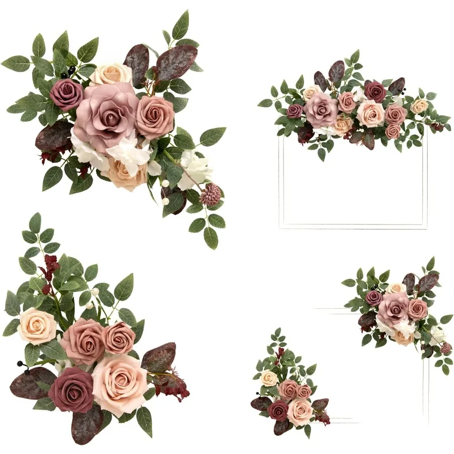 

2 шт., свадебный цветочный знак, приветственный знак с искусственными цветами, фон-гирлянда, пыльная роза, лиловый для церемонии и приема D