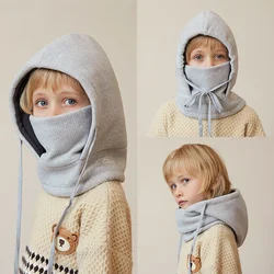 Winter Children's Hat For Boy Kids Balaclava Hat Scarf Face Mask Plush Warm Hooded Cap Girl Boy Bonnet Hat With Earflaps 4-10Y