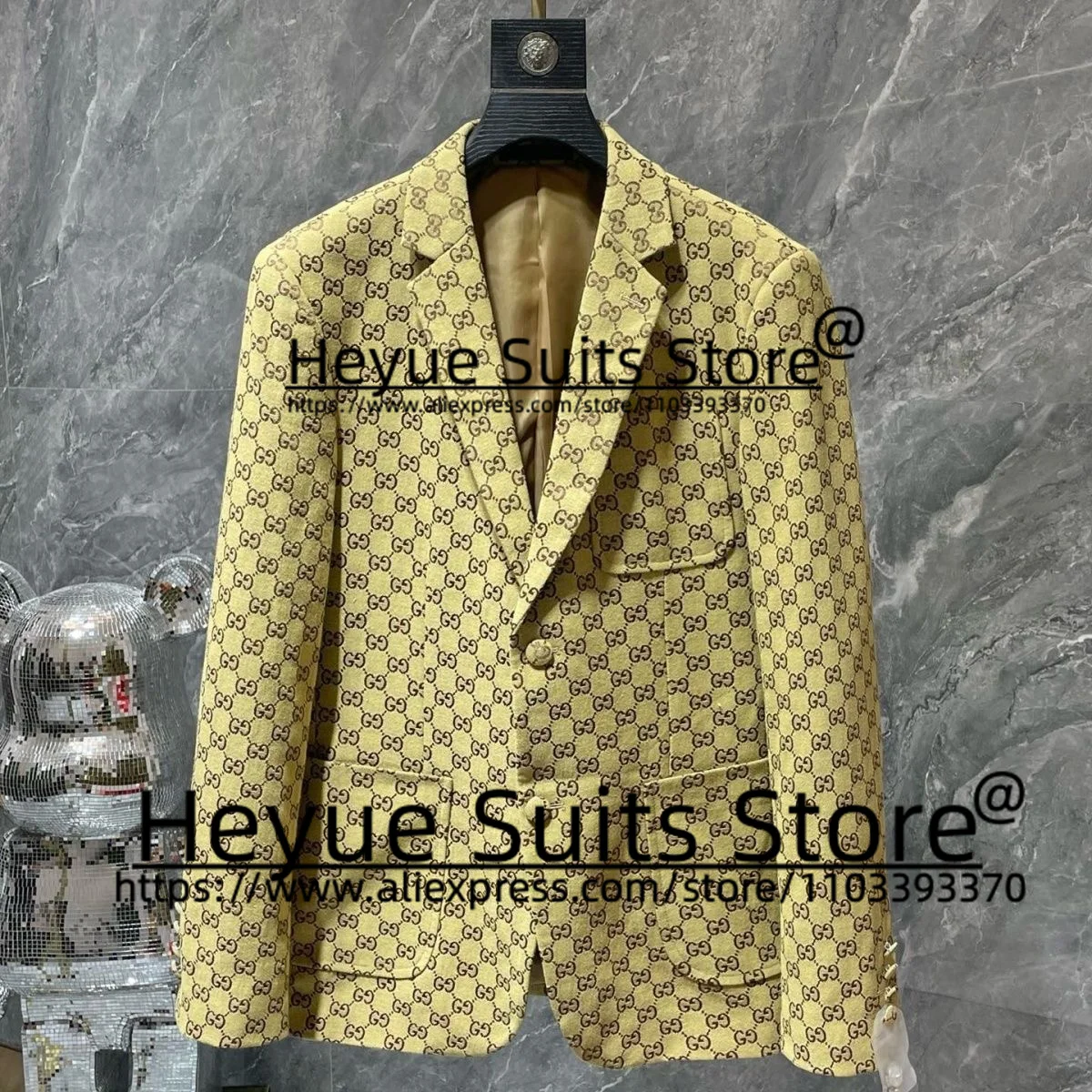 Yellow Fashion High-end Men Suits Tailor Made Notched Lapel Groom Formal Tuxedos 2 Pieces Sets Classic Male Blazers Ropa Hombre