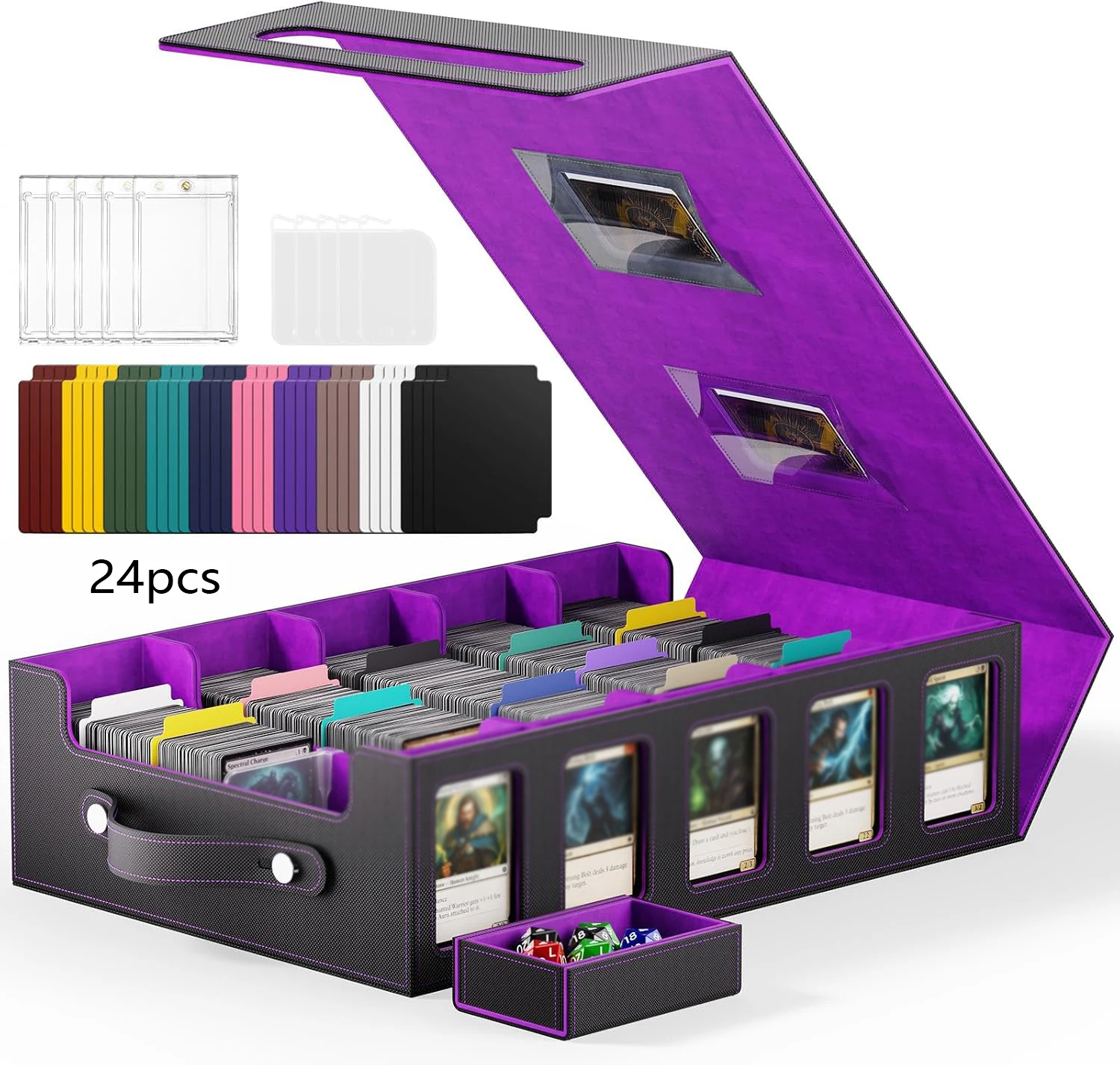 Trading Card Storage Box with Commander DisplayTrading Card Storage Box with Commander Display, 5-Row Deck Case with Removable L