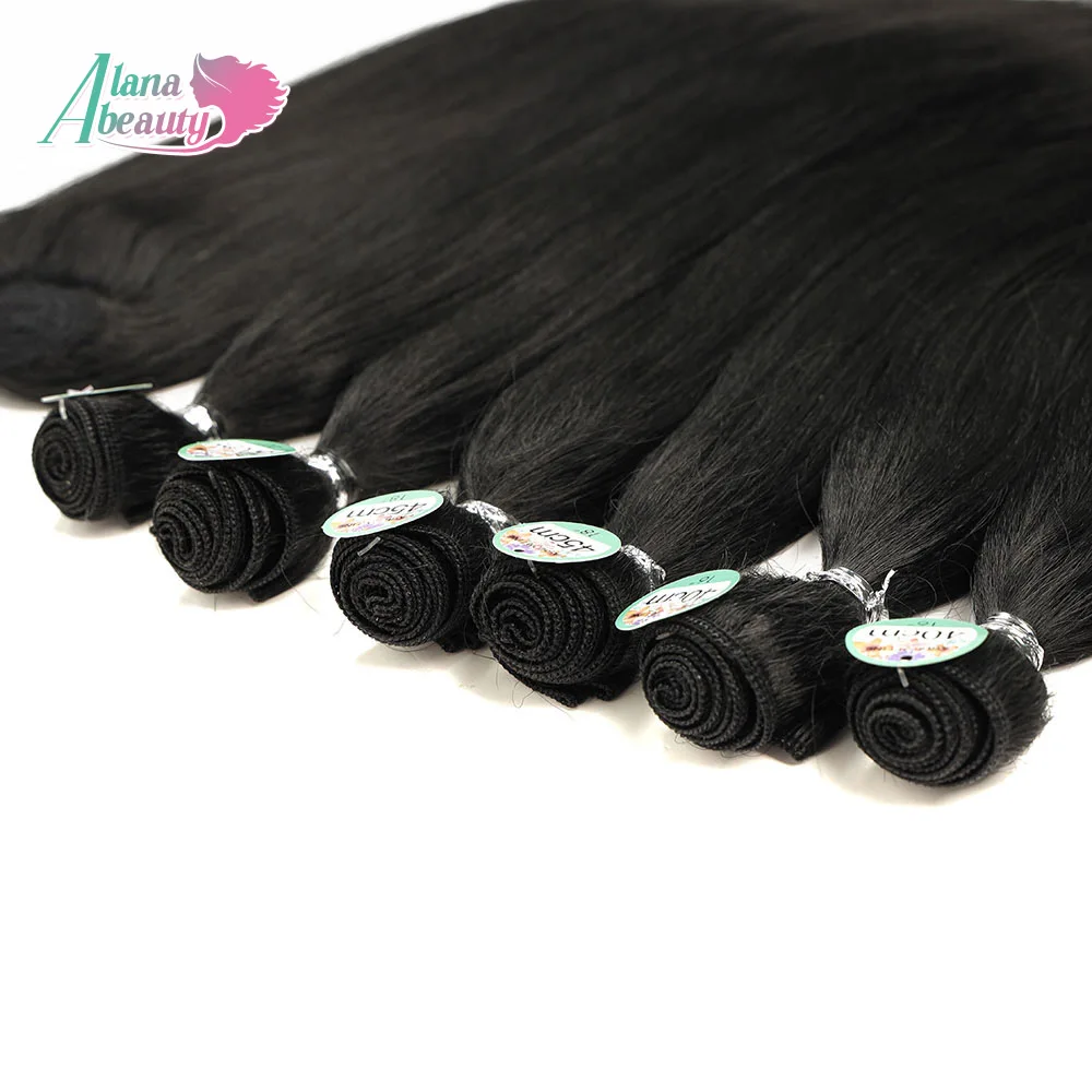 الاصطناعية ياكي مستقيم الشعر 6 قطعة 260 جرام مجموع 16 ''/18''/20'' حزم مع إغلاق رخيصة بالجملة شعر مستعار تمديد #6