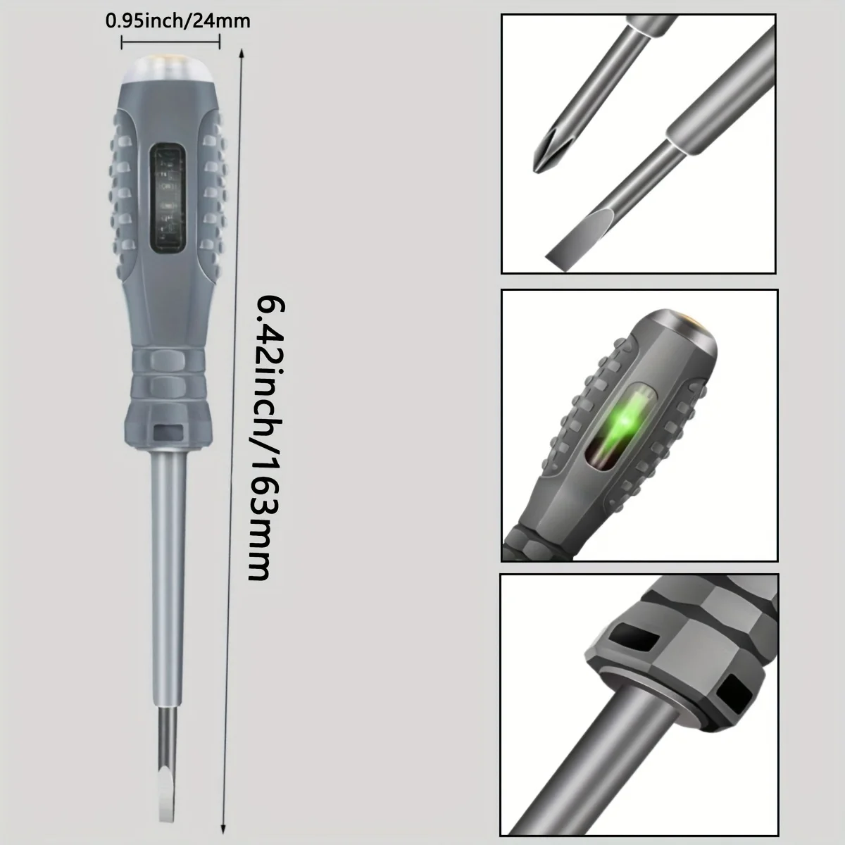 Multifunctional Electrician Test Screwdriver AC Non-contact Induction Test Pen Voltage Tester 70-600V Red Green Induction Lights