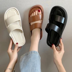 2023 nowe letnie pantofle damskie modne sandały na platformie Slingback buty na plażę japonki na co dzień domu zjeżdżalnie Sandalia Feminina