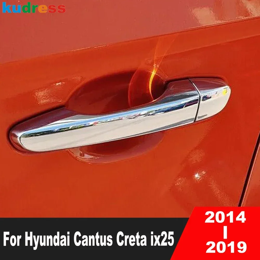 

Накладки на ручки дверей для Hyundai Cantus Creta ix25 2014-2019, хромированные, аксессуары для боковых ручек автомобиля