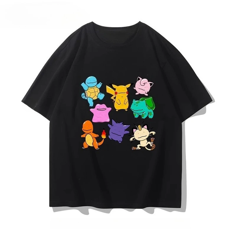 2026 New PokÉMon Anime Mist Surrounding Printed Cotton T-shirt Summer Men Women and Kids Loose Harajuku Casual Short Sleeve Top