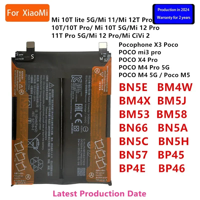 Orginal BN5E BM4W BM4X BM5J BM53 BM58 BN66 BN5A BN5C BN5H BN57 BP45 BP4E BP46 For Xiaomi 11T Pro 5G/10T lite/Mi 12T Pro/10T Pro