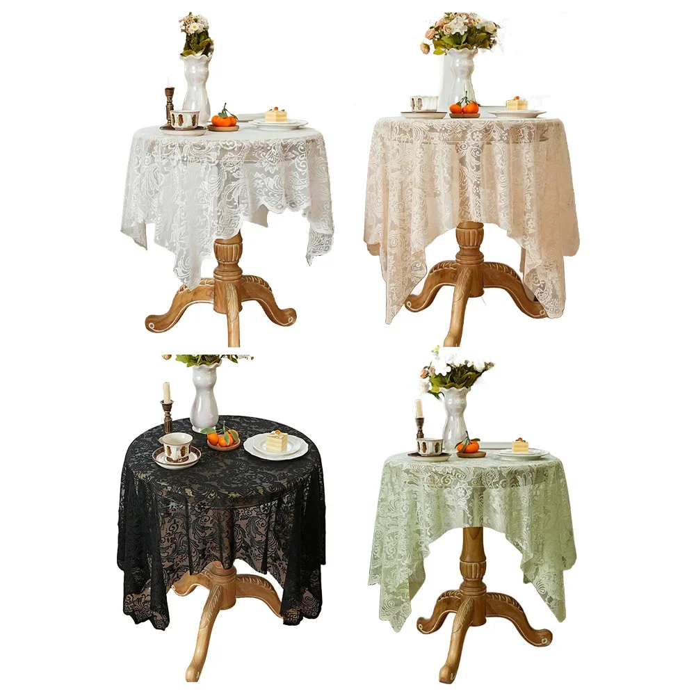 Elegant Lace Hollowed Tablecloth for Dining and Coffee Fits Tables, Rectangular and Round Table Shapes, Decorative Linen