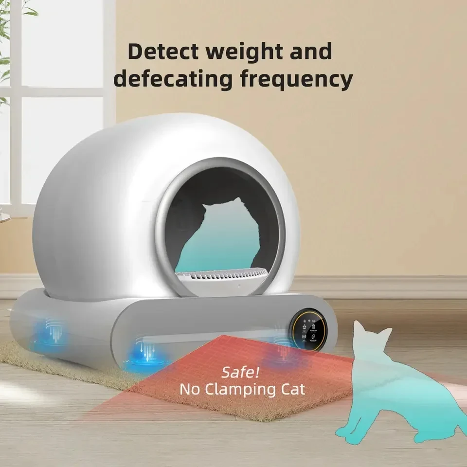 Toilet for Cats Sandbox Automatic Smart Cat Litter Box Can Be Controlled Via App 65L Capacity Has Automatic Cleaning Function