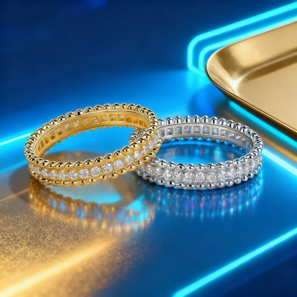 

Новинка 2023 года, элегантные аксессуары LinkerLove, обручальные кольца с муассанитом Eternity для женщин, обручальные кольца для пары, сверкающие