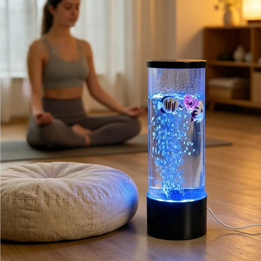

Bubble Fish Lamp Color Changing LED Night Light USB Powered Fake Aquarium Moving Fish Sensory Mood Lamp for Kids Adults Autism ADHD Bedroom Office Gift