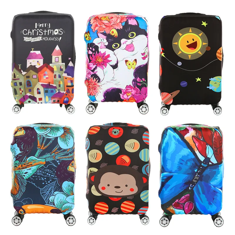 Funda de equipaje elástica para carrito de viaje, cubierta protectora de equipaje de dibujos animados para niños, accesorios de viaje