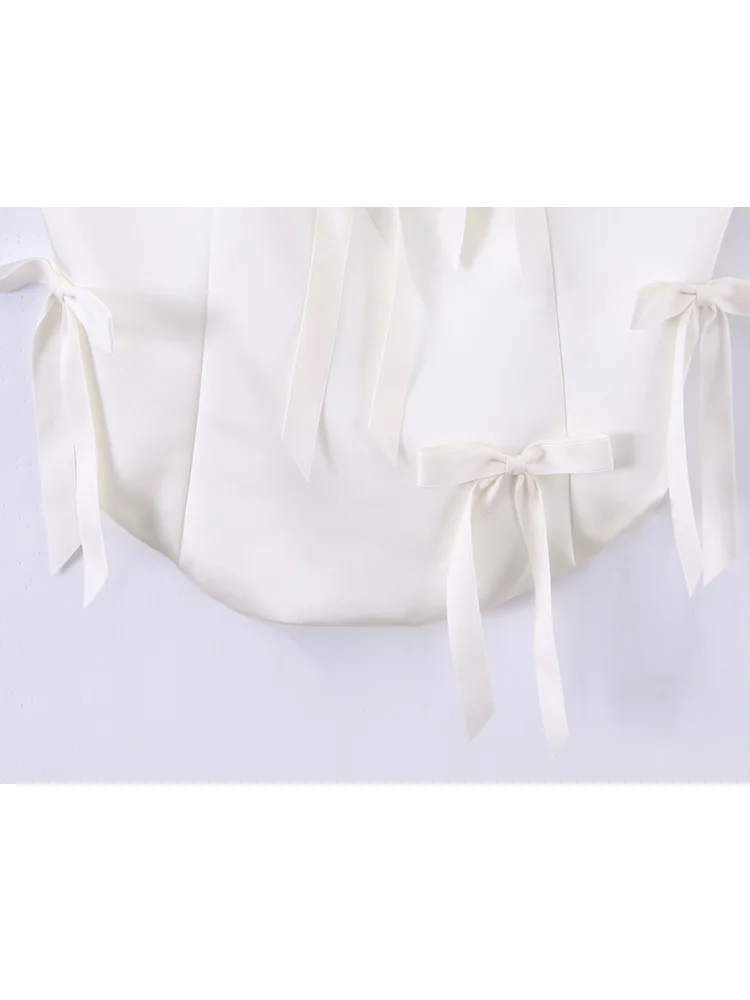 

HH Summer Women Chic Bow Decorated Halter Neck Top Sexy Sleeveless Backless Short Top Fashion Female Solid Slim High Street Top