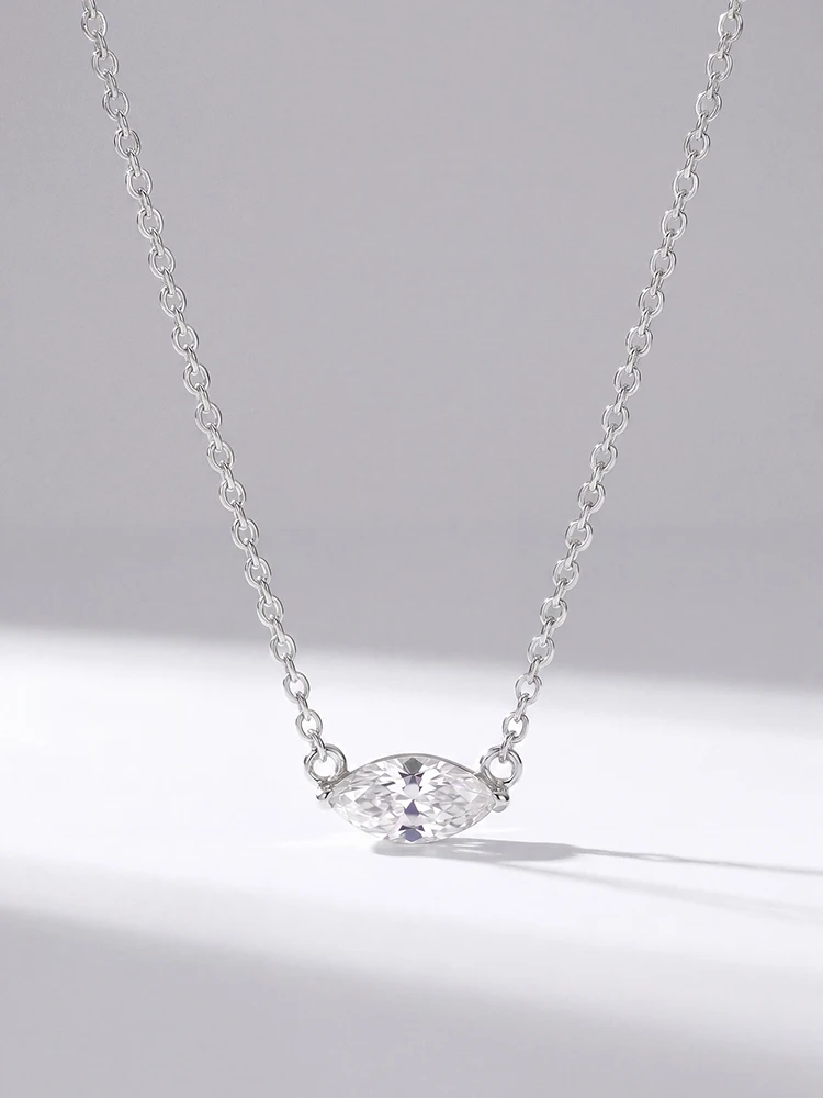 925 Sterling Silber Minimalismus Mode Marquise Zirkon Halskette für Frauen Verlobung Hochzeit Party Hochwertiger edler Schmuck – Detail 12